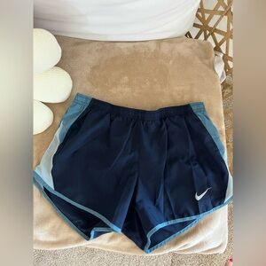 Nike Women's Dark Blue and Light Blue Athletic Shorts